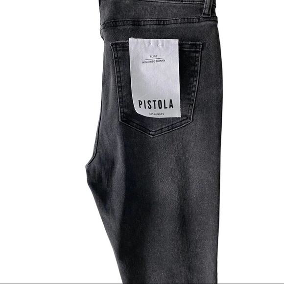 NWT Pistola Aline Highrise Skinny Distressed Jeans Nero 28 - Picture 14 of 14